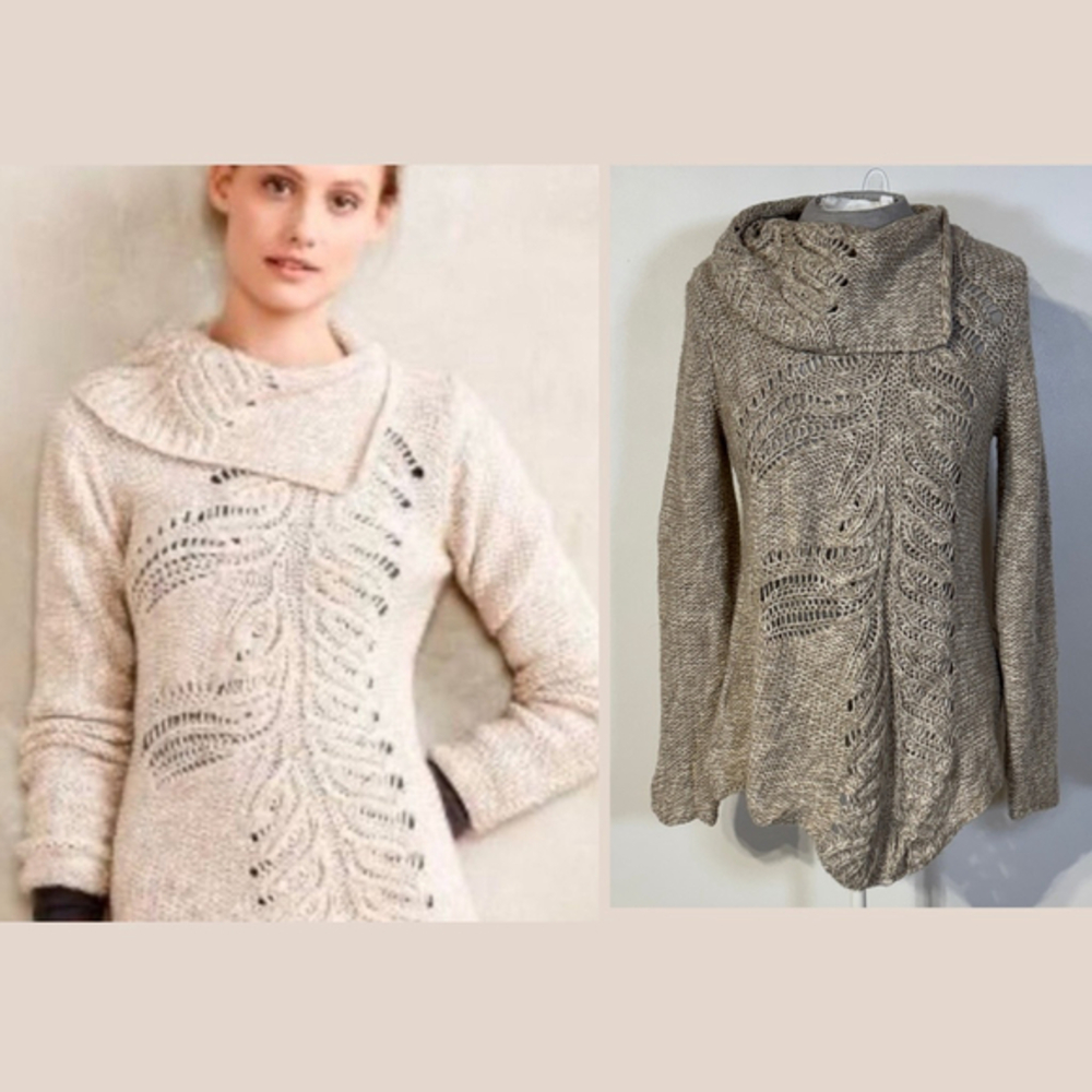 Anthropologie Moth Turtleneck Sweater Brown Beige Women’s Small Alpaca Blend